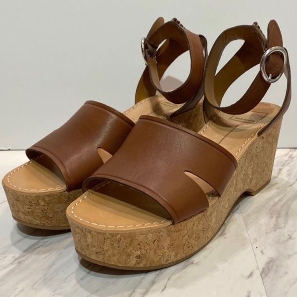 Dolce Vita Cork Linda Brown Platform Sandals - Picture 1 of 10